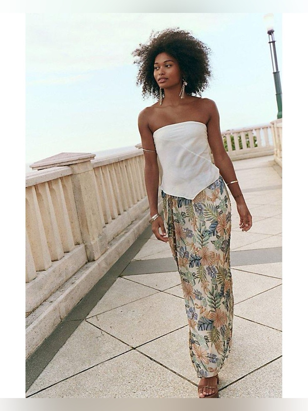 Free People Coconut Grove Skirt Embellished Maxi Floral Medium